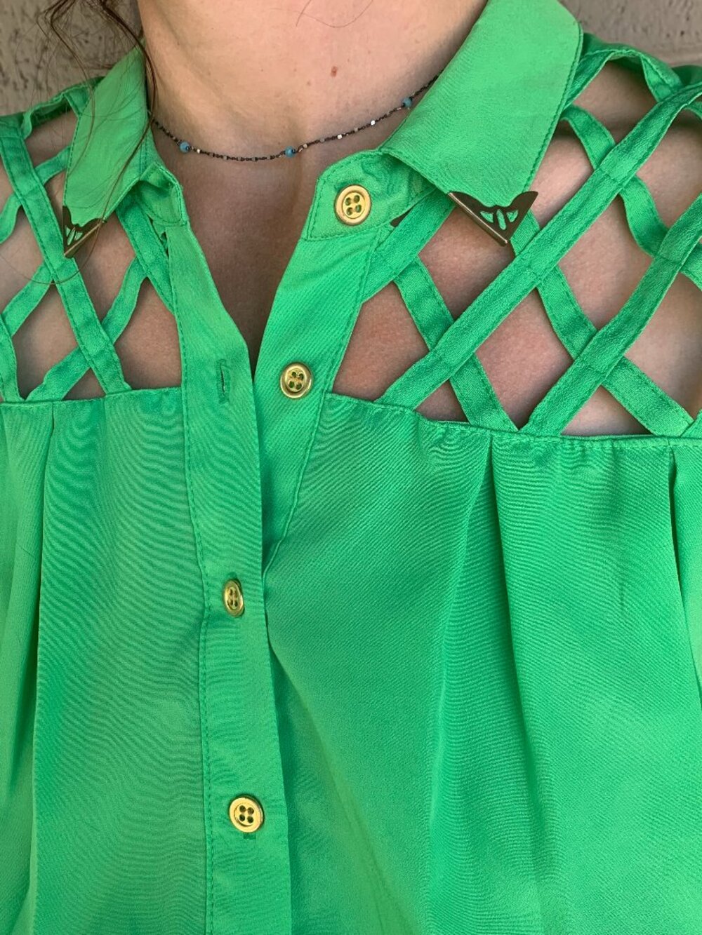 Anthropolgie INSPO from Vintage Green Open cRis-cross metal dress